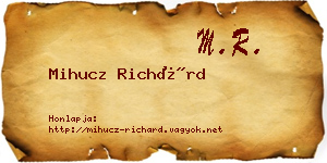Mihucz Richárd névjegykártya